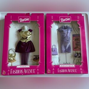 Vintage Barbie Fashion Avenue Lot 2 Lavender Boutique & Purple Gold Party Outfit